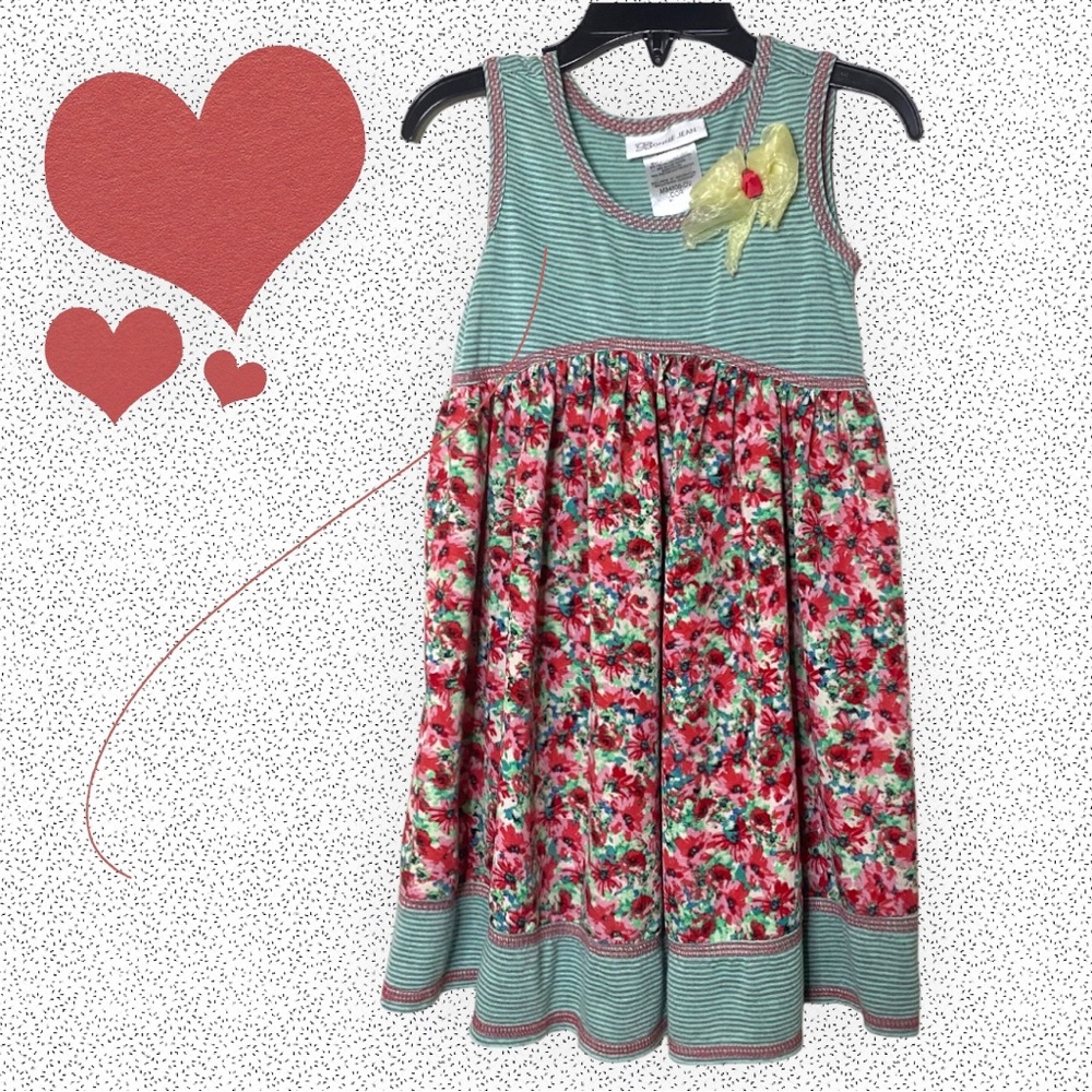 Bonnie Jean Floral and pinstripes little girls dress